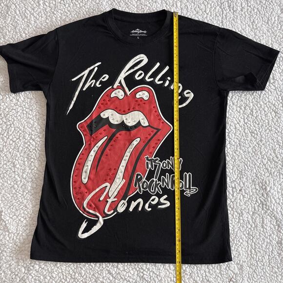 The Rolling Stones Women’s T-shirt It’s Only Rock ‘n’ Roll Medium Rhinestones  - Picture 4 of 6